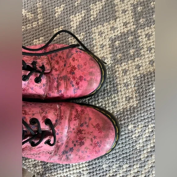 Dr Martens 1460W Pink Little Flowers Boots - Picture 9 of 11